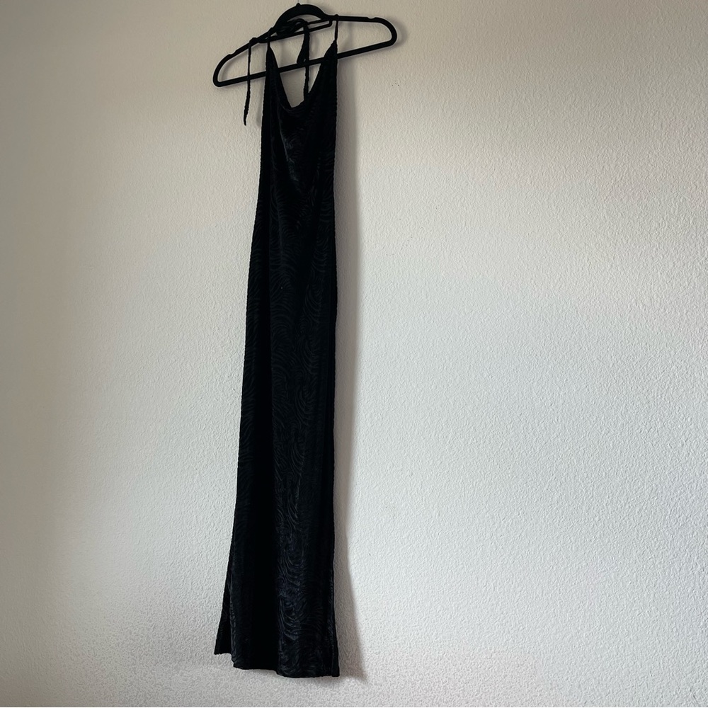 Princess Polly black long zebra velvet dress